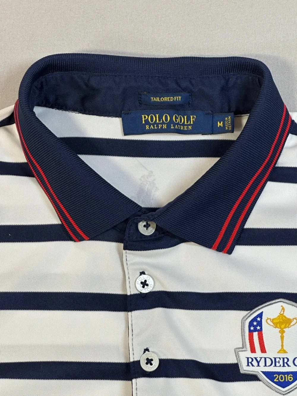 Polo Ralph Lauren 2016 Ryder Cup Hazeltine Striped Short Sleeve Shirt - Mens Med
